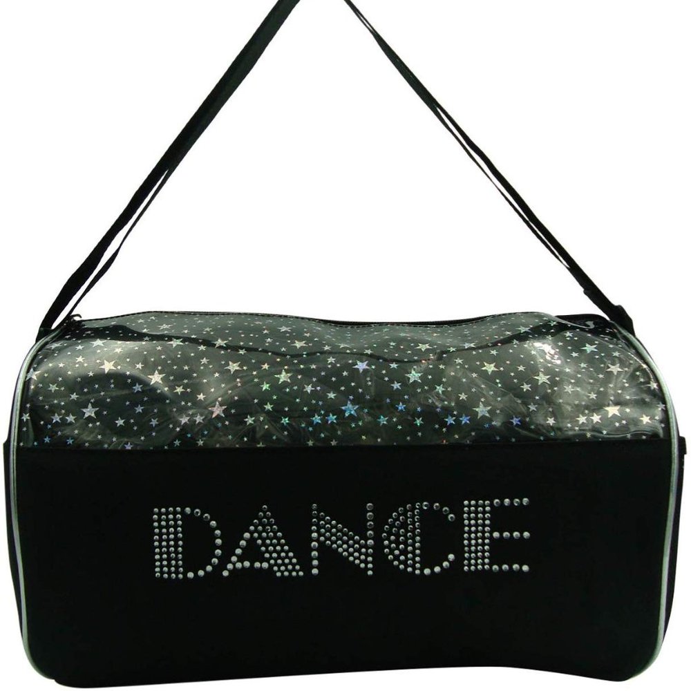 Dance Duffel Bag Black and Clear with Silver (13")